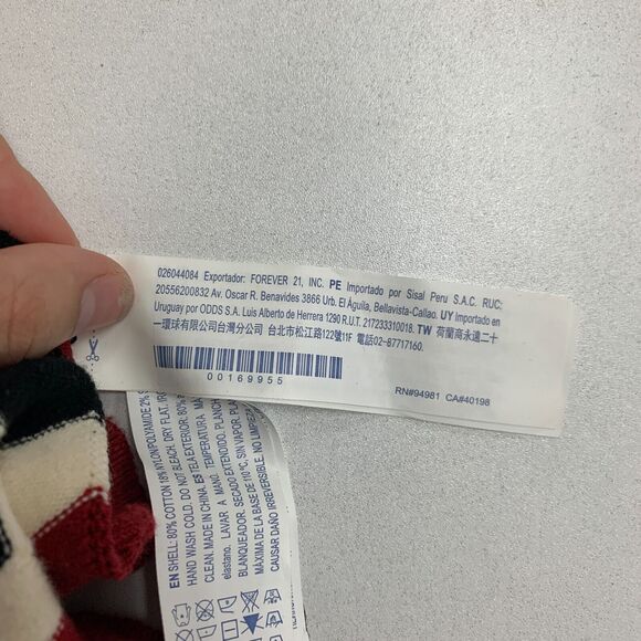 Forever 21 Sweater Bodycon Dress Women L Large Red White Chevron Sleeveless Knit - Picture 12 of 16